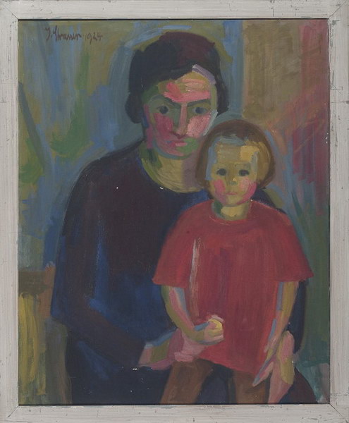 Mutter und Kind, Friedi und Heidi<br />1924, Öl auf Leinwand, 98 x 80 cm