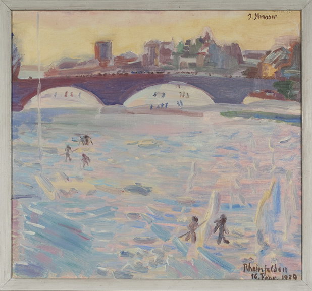 Zugefrorener Rhein, vom Salmen aus<br />1929, Öl auf Leinwand, 44 x 48 cm