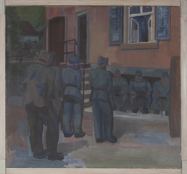 Soldaten hören Radio, Kap.F. 1. Fassung<br />1940, Öl auf Leinwand, 108 x 100 cm