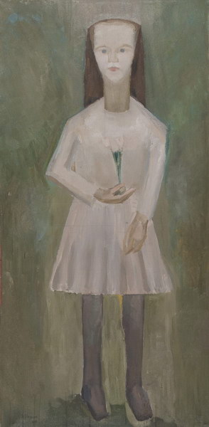 Mädchen mit Krokus<br />1920, Öl auf Leinwand, 40 x 70 cm