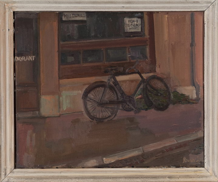 Velo, Christbaum vor Wirtschaft<br />1943, Öl auf Leinwand, 33 x 40 cm