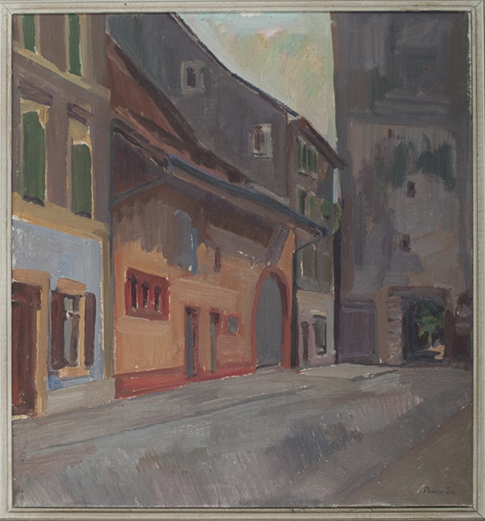 Rheinfelden. Kupfergasse und Turm<br />1949, Öl auf Leinwand, 55 x 51 cm