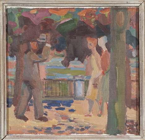 Begegnung, Zwei Frauen<br />1966, Öl auf Leinwand, 31 x 32 cm