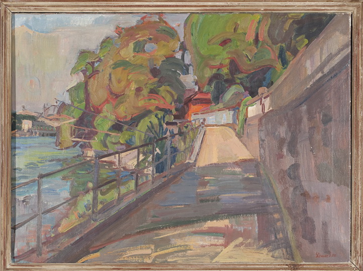 Rheinweg<br />1933, Öl auf Leinwand, 82 x 61 cm