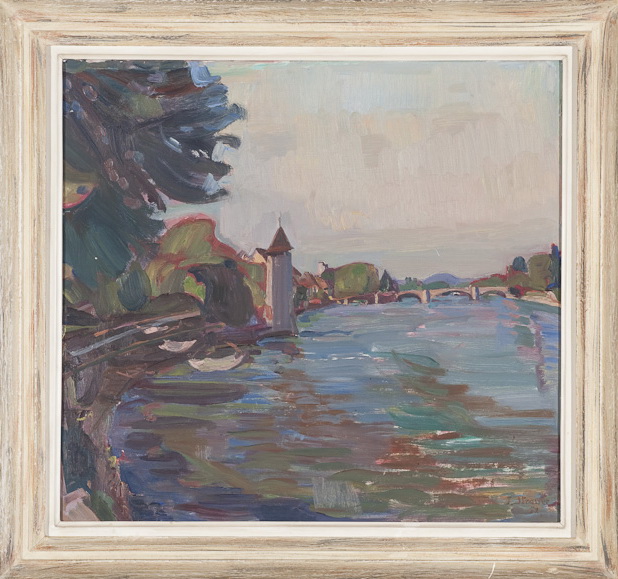Messerturm, Rheinfelden<br />1950, Öl auf Leinwand, 49 x 53 cm