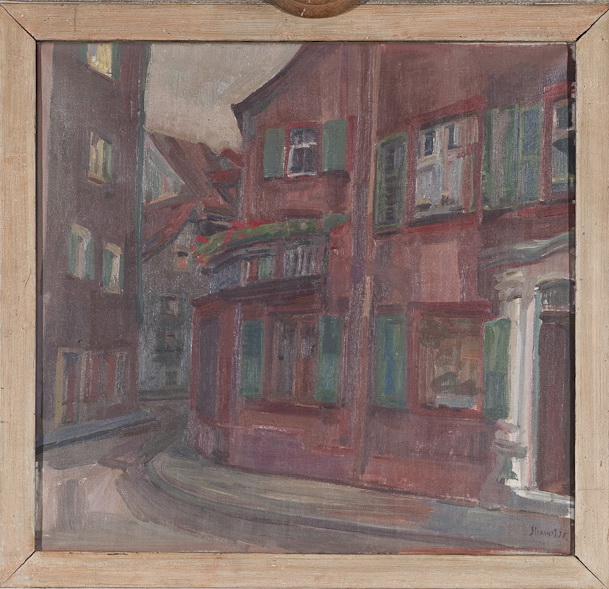 Rheinfelden. Pariser Platz<br />1955, Öl auf Leinwand, 56 x 60 cm