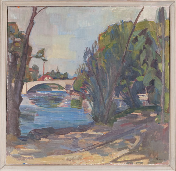Inseli, Rheinfelden<br />1951, Öl auf Leinwand, 75 x 77 cm